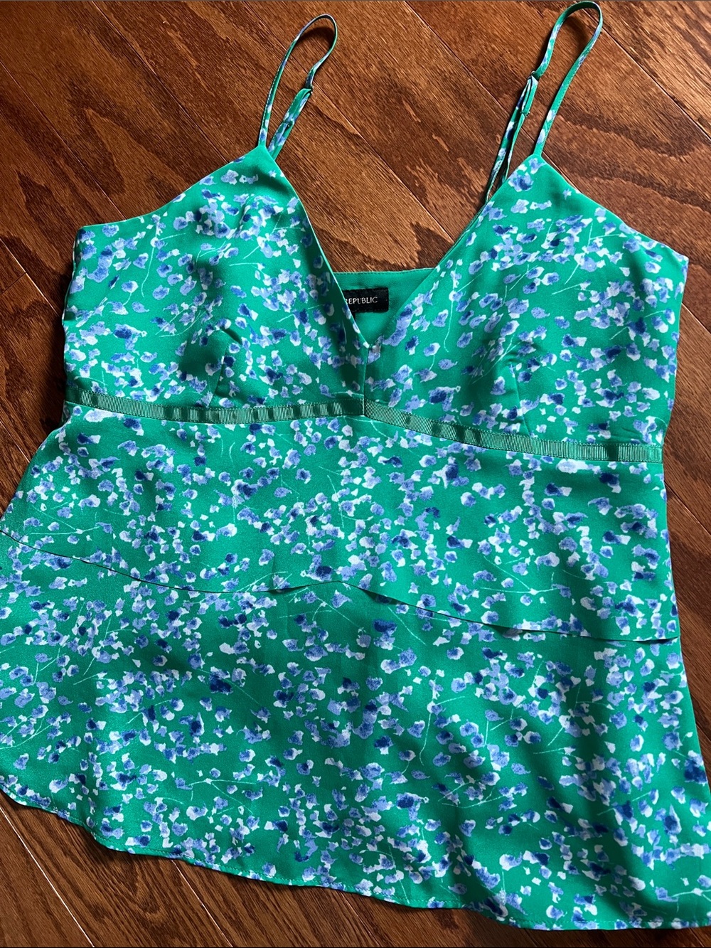 Banana Republic Green Floral Spaghetti Strap Cami, size 0